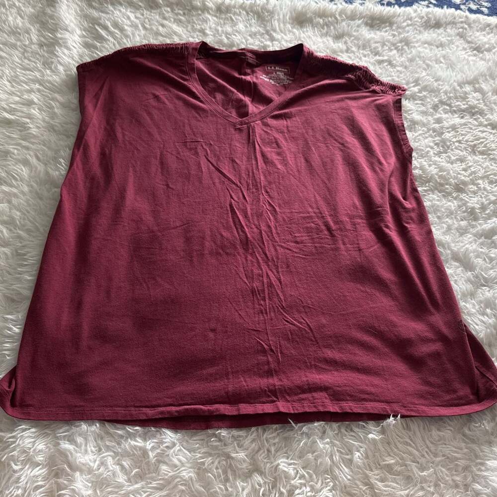 LL Bean Crop Sleeve TShirt Large